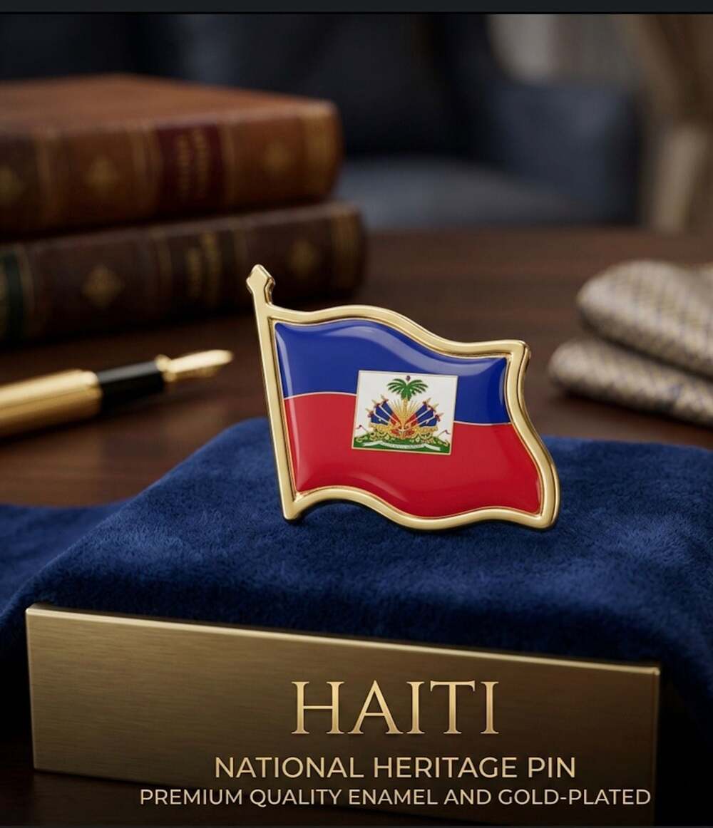Haiti Flag Country Lapel Pin Hand Stamped and Baked Finished Cloisonné Pin - Aus